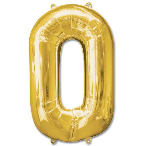 Gold Foil Number Balloon - 0 - Click Image to Close
